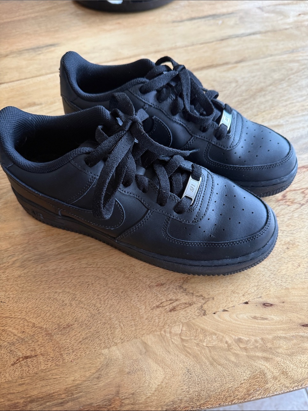 Kids All-Black Nike Air Force 1 Low-Top Sneakers